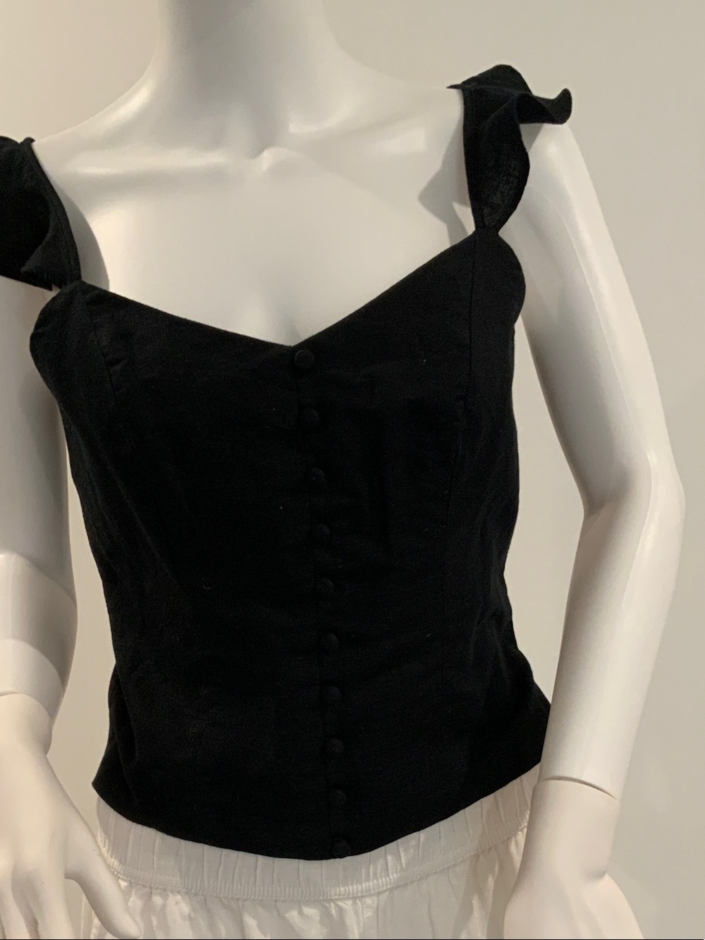 Banana Republic Black Ruffled Strap Button-Front Camisole